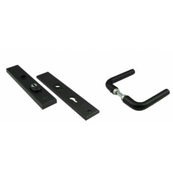 Basic-Black Line Veiligheids deurkruk garnituur, inclusief L- model deurkruk , Zwart RAL9005