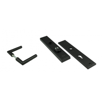 Basic-Black Line Veiligheids deurkruk garnituur, inclusief L model haaks deurkruk , Zwart RAL9005  