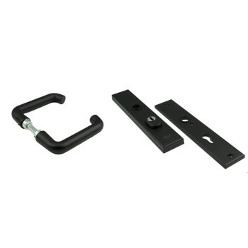 Basic-Black Line Veiligheids deurkruk garnituur, inclusief D- model deurkruk , Zwart RAL9005